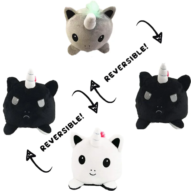 

10cm Cute Flip Cartoon Reversible Unicorn Double-Sided Stuffed Plush Anime Figure Doll Kids Toys For Girls Valentines Day Gift
