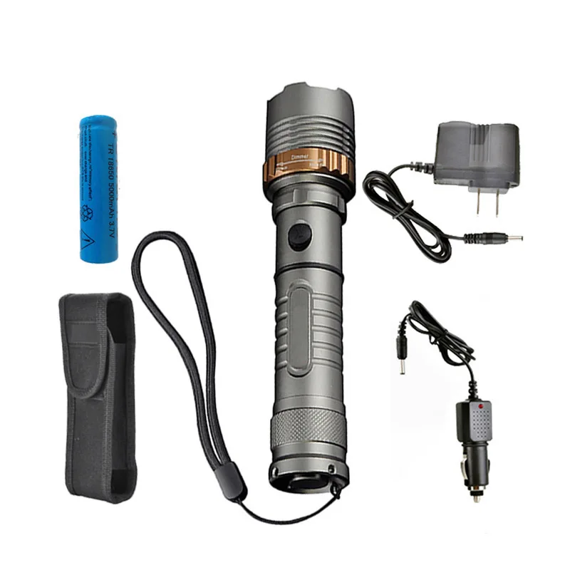 Self Defense T6 LED Rechargeable flashlight Torch Powerful Lantern Tactical Flashlights Camping Hiking Light Lamp 18650 Battery - Испускаемый цвет: E