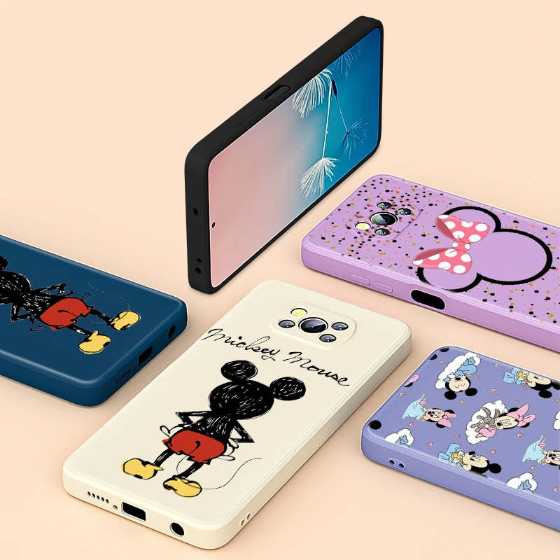 

Minnie Y Mickey For Xiaomi Poco 6 CC9 A3 Lite Mix 3 4 X3 NFC X2 M2 C3 M3 Pro F3 GT Liquid Silicone Phone Case