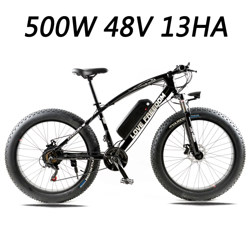 500W Black white Love Freedom 21 скоростной горный велосипед, электрический велосипед 36 В 350 Вт 10.4Ah 26X4,0, мощный Электрический толстый велосипед - Цвет: 500W Black white