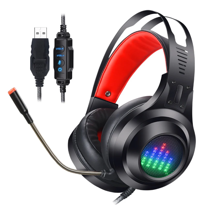 

Gaming Headset with Virtual 7.1 Surround Sound Game Headphones With Dancing LED Notes for PC Computer Game Earphone Pug Dota 2