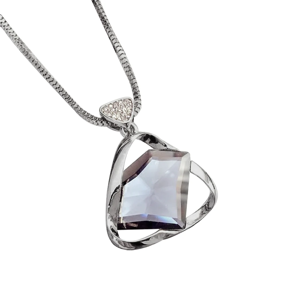 Женская мода стразы ожерелье с треугольным кулоном цепочка для свитера