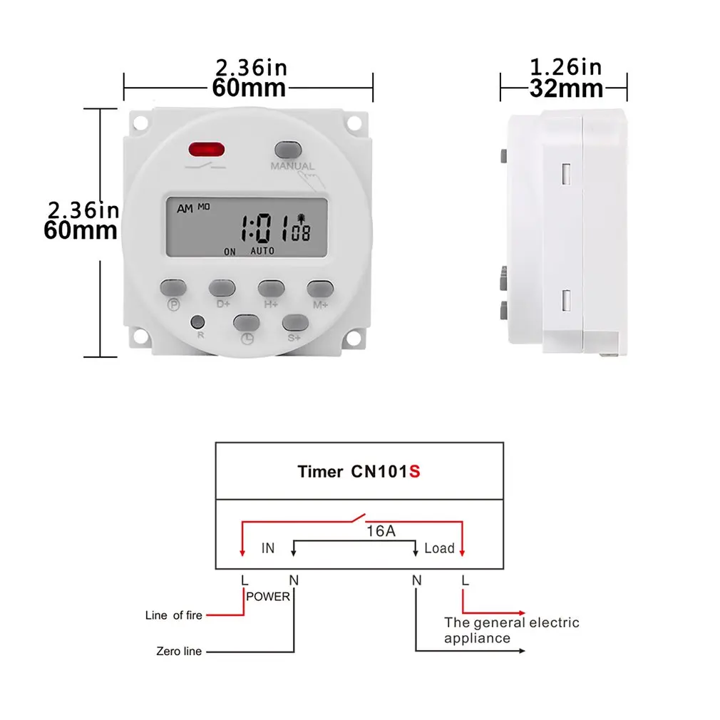 

SINOTIMER CN101S Interval Digital LCD Timer Switch 7 Days Weekly Practical Programmable Time Relay Programmer