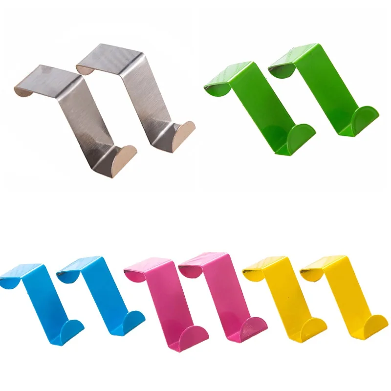 

Pack Of 2 Stainless Steel Over The Door Hooks Z-shaped Reversible Clothes Hanging Hooks For Office Bathroom Kitchen Cabinet Draw