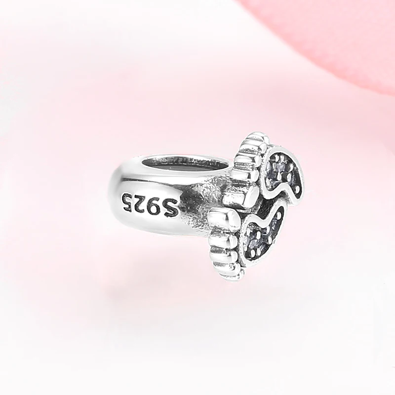 100% 925 пробы серебряные прозрачные силиконовые бусины с кубическим цирконием