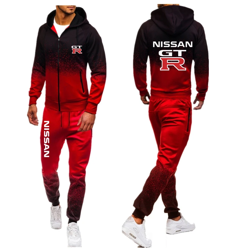 

GTR Car Logo Men's Printed Brand Fashion Set Spring Autumn Outdoor Sport Suits Camouflage Ride Pants Mens Hoodies Warm Set