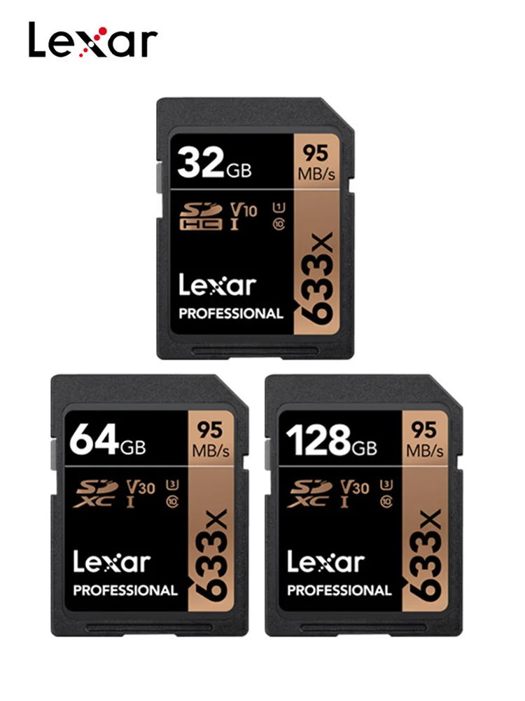 Карта памяти Lexar SD Card 32 Гб 64 128 ГБ 256 633x C10 SDXC флеш-накопитель для камеры | Компьютеры