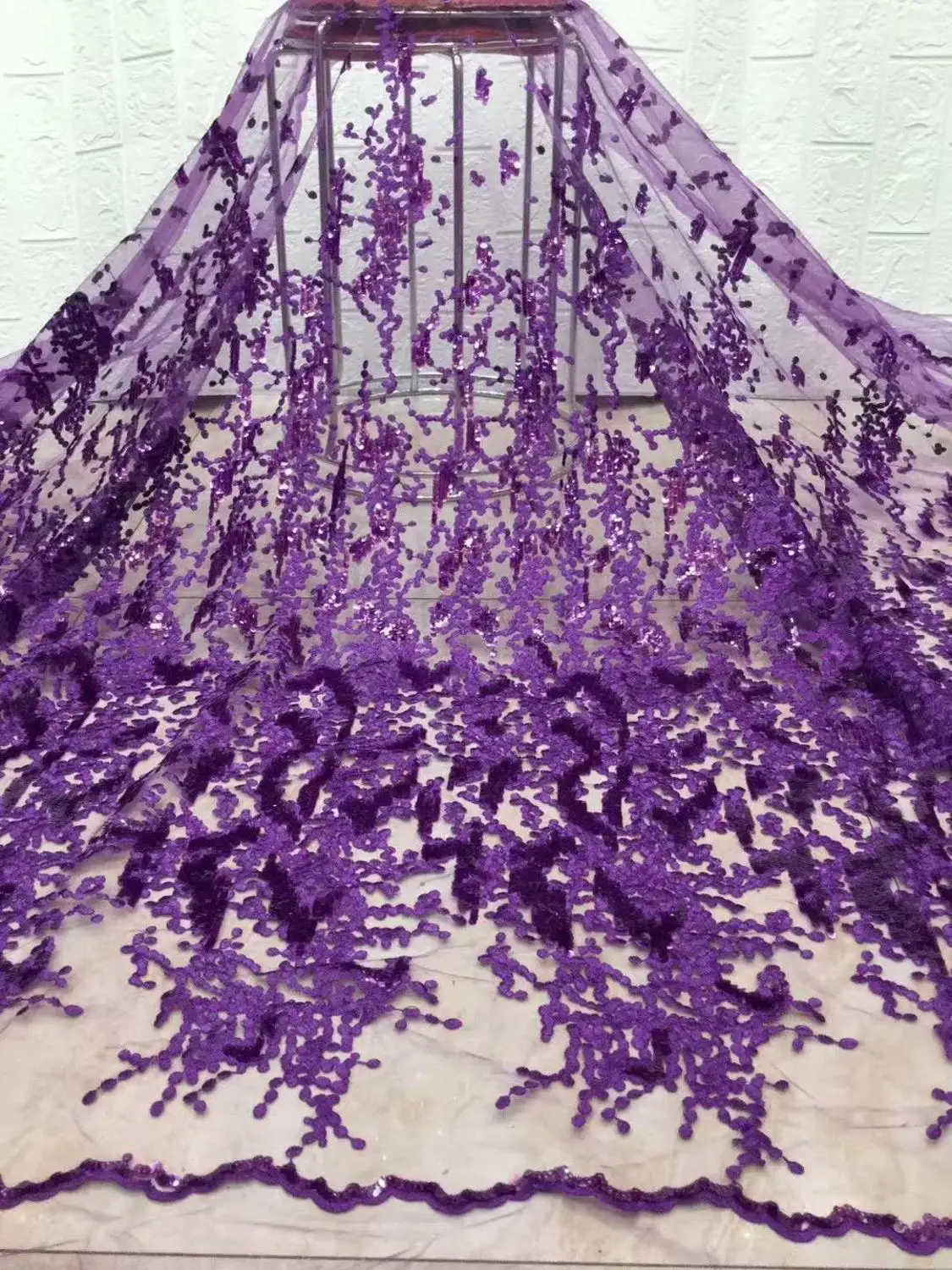 

Beautiful sequin fabric evening dress design /sequin embroidery French mesh lace Nigeria fabric lace for party, wedding dress