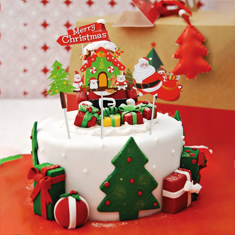Счастливого Рождества письмо торт Топпер Санта-Клаус Снеговик поезд украшения