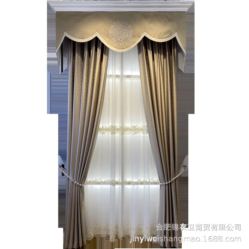 

Nordic Simple Light Luxury Modern Curtain Model Room Villa Living Room Bedroom High Shading Custom Finished Curtain