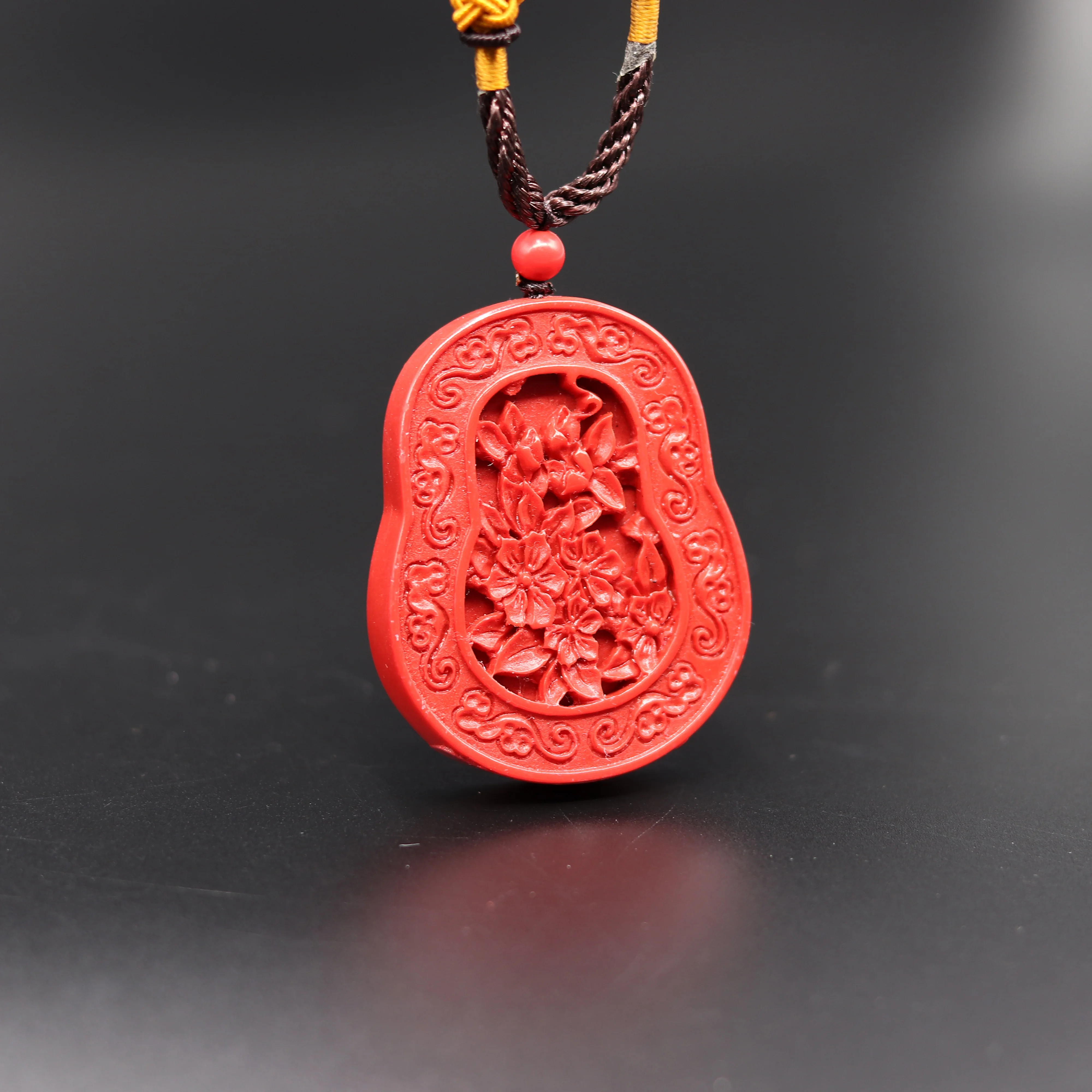 Китайский натуральный красный Органическая киноварь камень цветок кулон