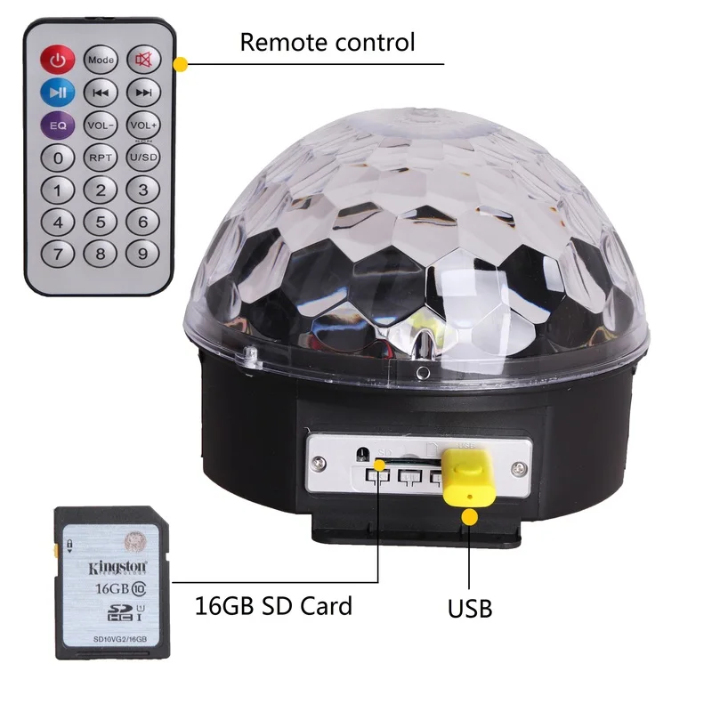 Dmx Laser Stage Light Disco Ball DJ Crystal Magic Led Party Lights Dj light With MP3 Remote Control Luces Discoteca | Освещение