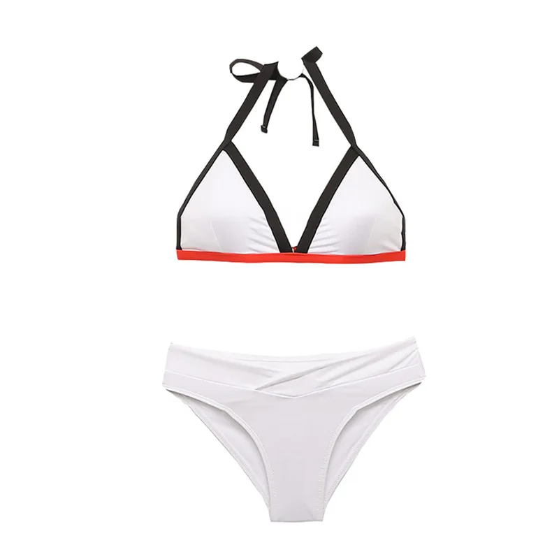 

Girl Color Matching Color Contrast Personality Sports Triangle Bikini Swimsuit Female Asian Woman Sunbathing fashion student