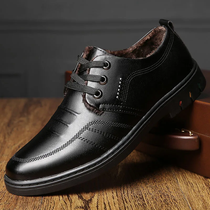 

Men's Solid Color Breathable Leather Shoes Loafers Men Moccasins Business Formal Shoes Low-Top Lace-Up Soft Bottom Casual Shoes