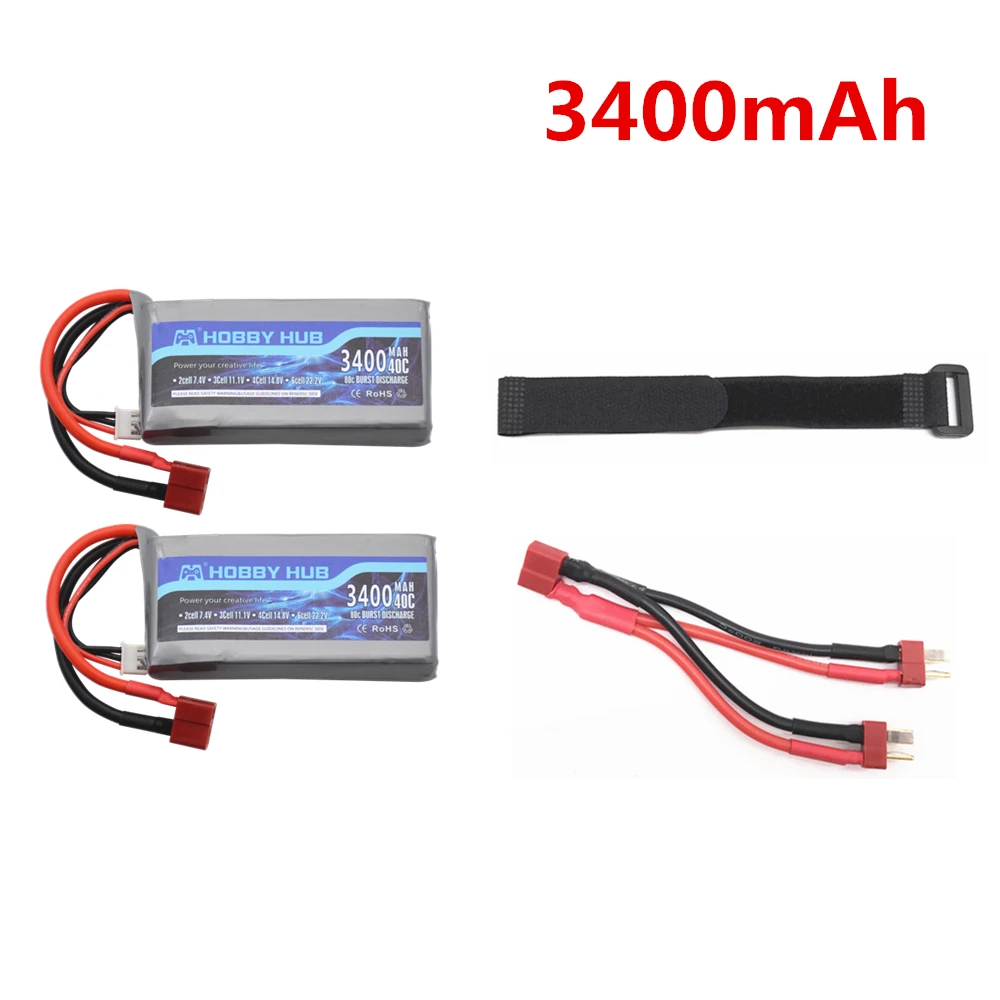 Обновление 3400mah 7 4 v Lipo зарядное устройство набор для Wltoys 12428 12423 RC четырехколесный
