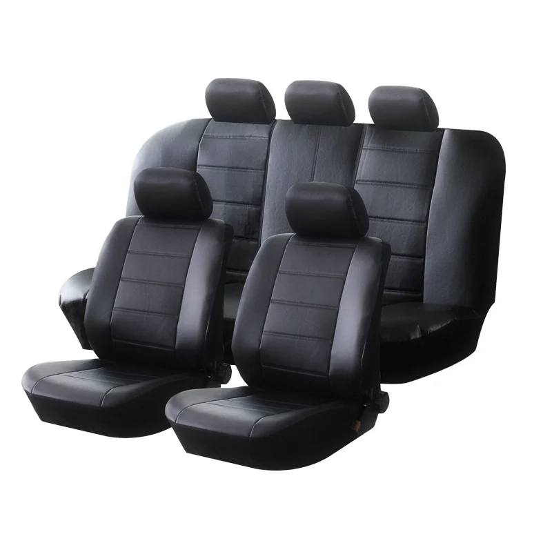 BLACK-9PCS Автомобильные чехлы из искусственной кожи, универсальные чехлы AUTUYOUTH для Toyota Lada Renault Audi peugeot VW kalina granta priora - Название цвета: BLACK-9PCS
