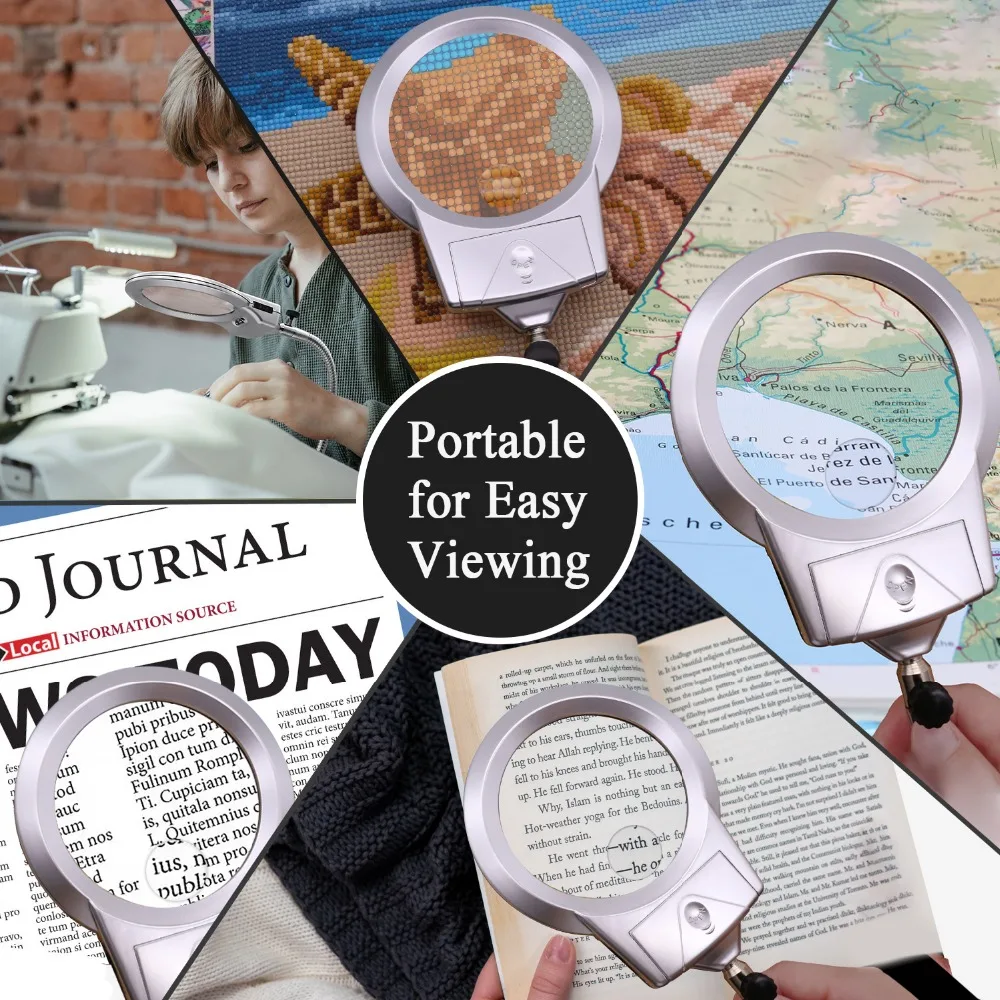 

New 5D Daimond Painting Magnifying Glass LED Lamp for Diamond Art with 4X and 6X LED magnifier Diamond embroidery reading Tools