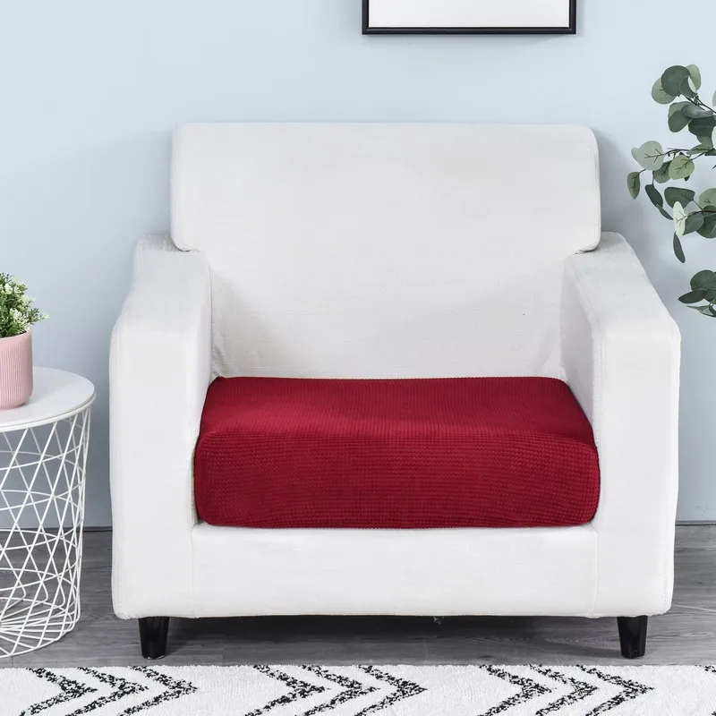 1pc Jacquard Sofa Seat Cushion Cover Chair Stretch Washable Removable Slipcover Solid Color Polar Fleece Protector | Дом и сад