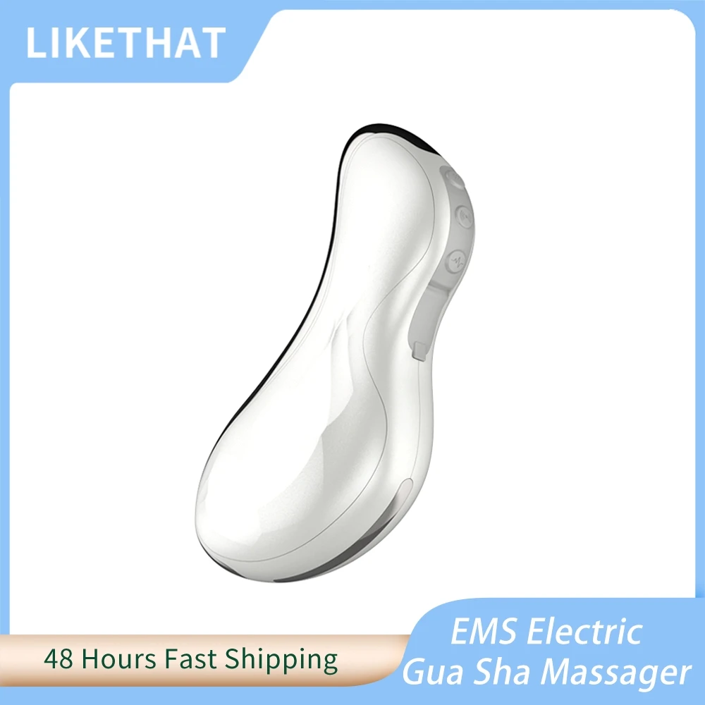 

LIKETHAT Heated Vibrating Facial Massager EMS Electric Gua Sha Board Metal Scraping Plate Reduce Puffiness Face Slimming Lifting