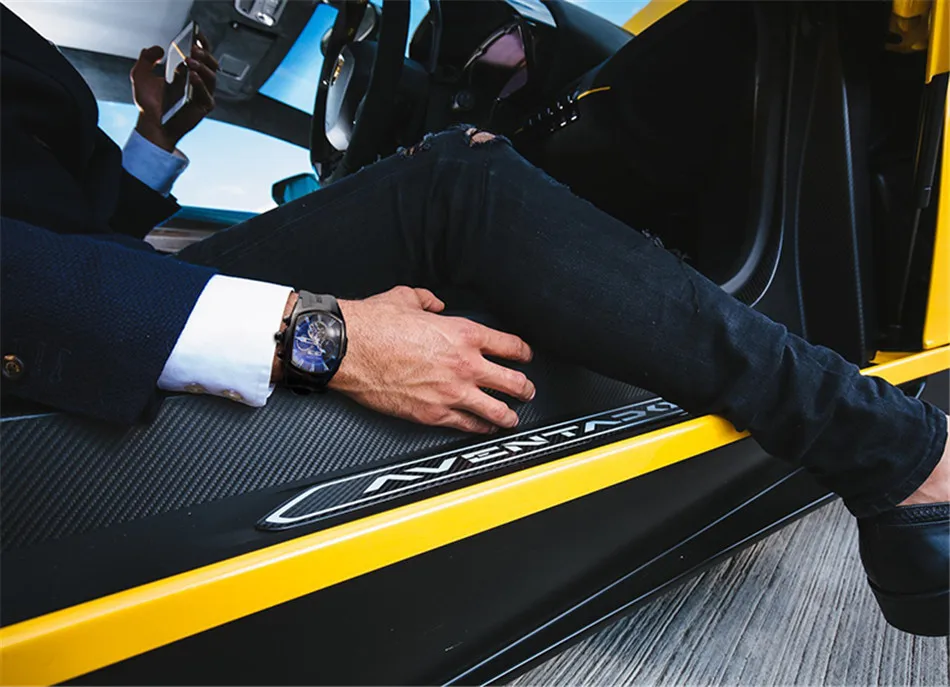 Топ бренд Reef Tiger Reloj Hombre Роскошные Tourbillon циферблат автоматические часы с резиновым ремешком механические водонепроницаемые мужские часы даты Relogio Masculino+ подарок