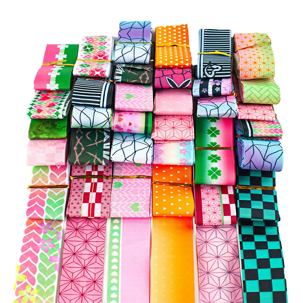 Комбинированная корсажная лента с японским цветочным принтом Kimetsu no Yaiba