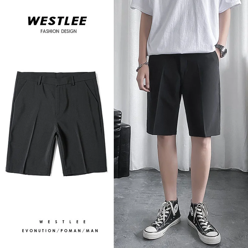 

Summer Formal Suit Shorts Men's Slim Fashion Solid Color Business Society Mens Dress Shorts Straight Casual Shorts Men 28-36