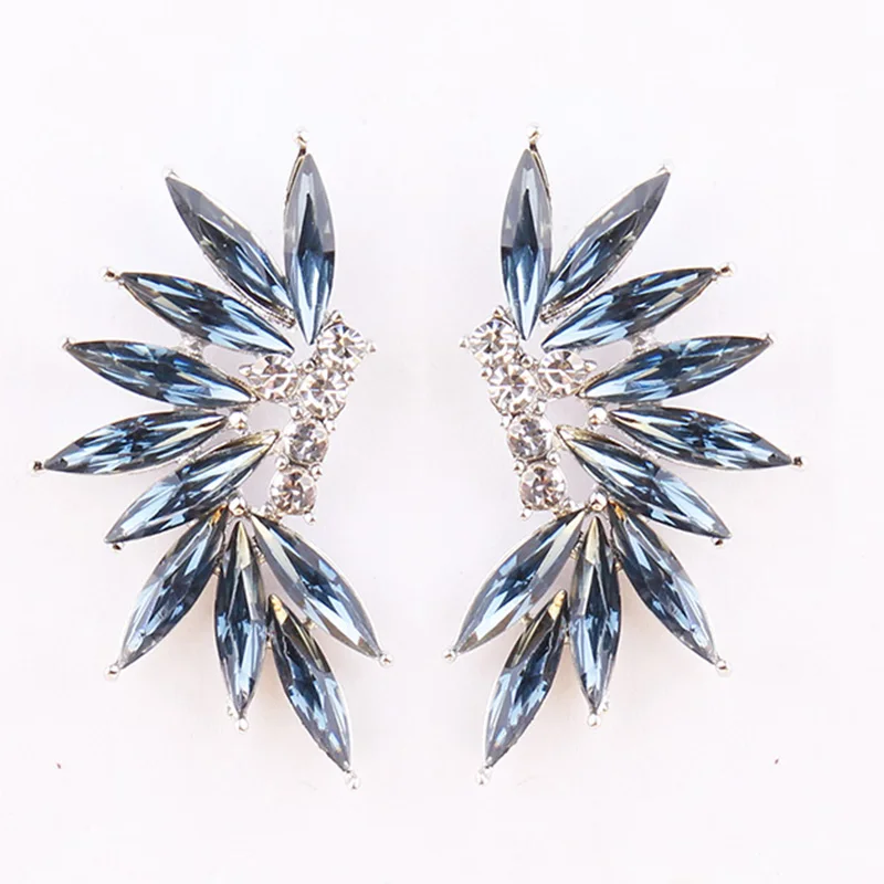 royal blue LUBOV блестящие стразы, серьги-гвоздики с крыльями, акриловый кристаллический камень, женские серьги для пирсинга, модные свадебные украшения, рождественский подарок - Окраска металла: royal blue