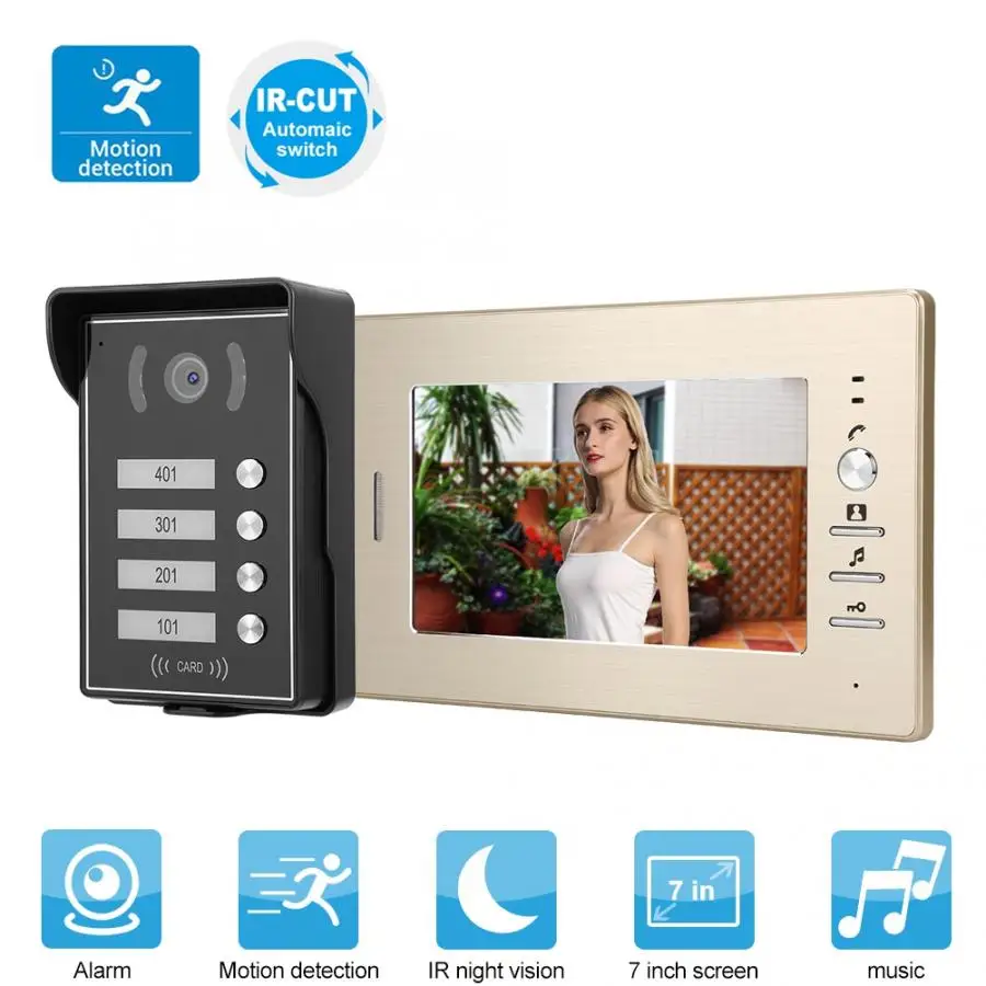 ЖК Видео Интерком безопасности дверной звонок с 4 мониторами кард ридер 110 240 в