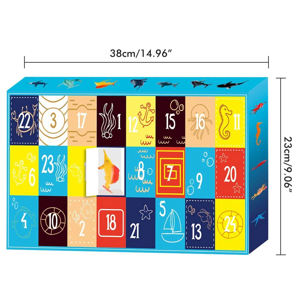 

24 Pcs Christmas Advent Calendar Marine Animal Toy Christmas Countdown Surprise Gift For Kids Boys And Girls