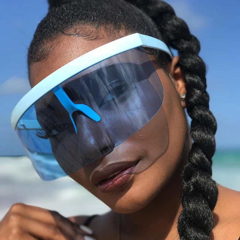 

2020 Fashion Sunglasses Women Men Brand Design Goggle Sun Glasses Big Frame Shield Visor Men Windproof Glasses UV400