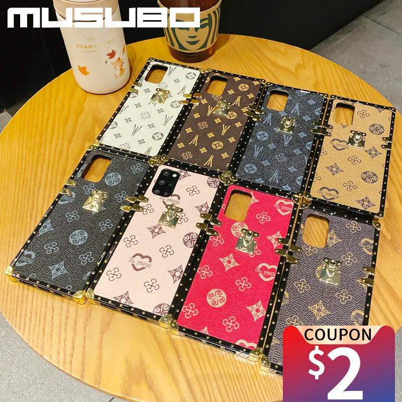 musubo luxury square genuine leather case for samsung note 20 case s21 s20 a71 5g s22 note 9 fashion vintage lattice phone cover free global shipping