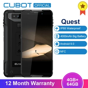 Смартфон Cubot Quest Sports, Android 9.0, IP68 водонепроницаемый, восьмиядерный процессор MT6762, 4 ГБ ОЗУ, 64 ГБ ПЗУ, 4000 мА*ч, 2.0 ГГц, объектив 6P, двойная камера, NFC