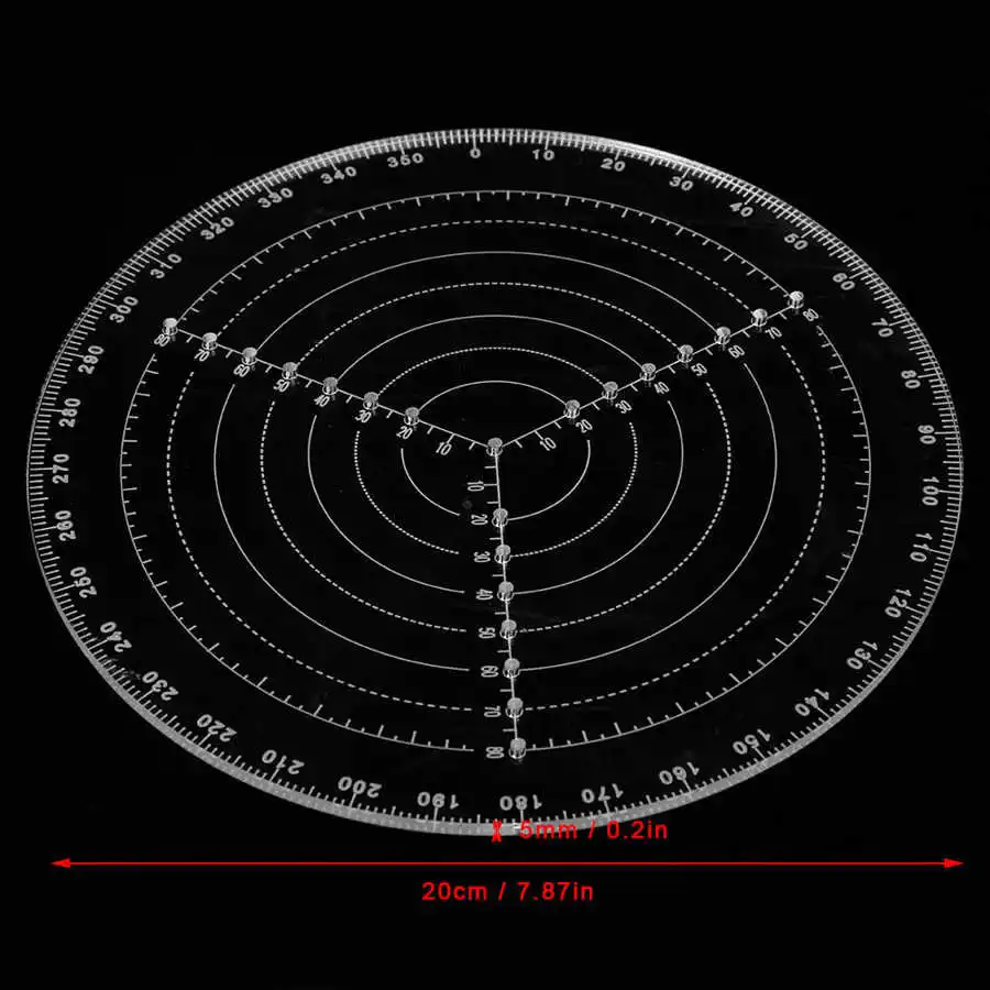 Прозрачный акриловый круглый центроискатель 200 мм Компас для токарного станка