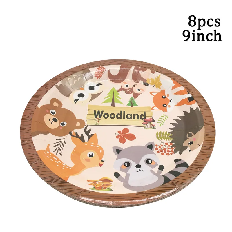 1 комплект лесные джунгли животные сафари баннер тарелки салфетки для