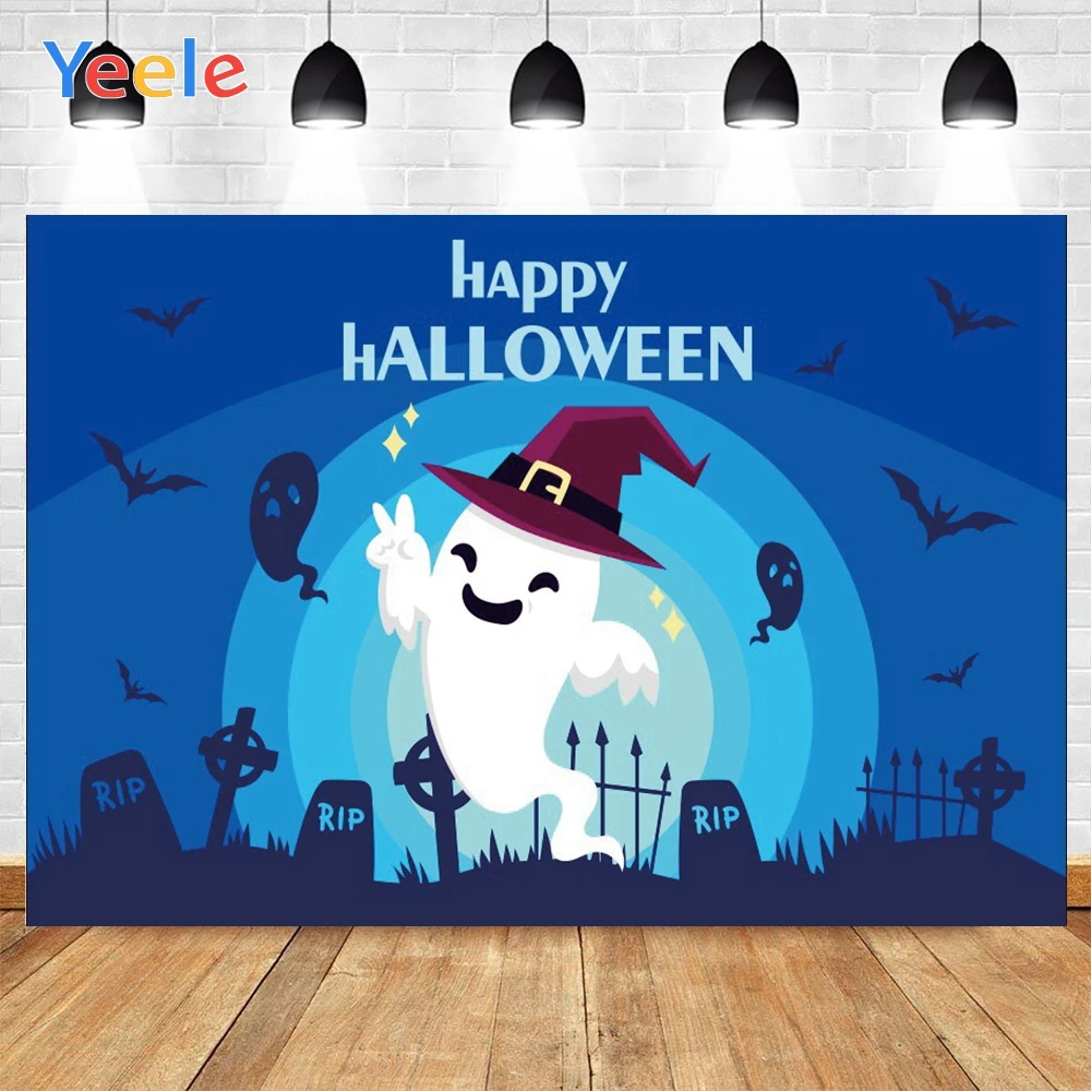 Фон для фотосъемки Yeele на Хэллоуин темные ночные летучие мыши милый Призрак