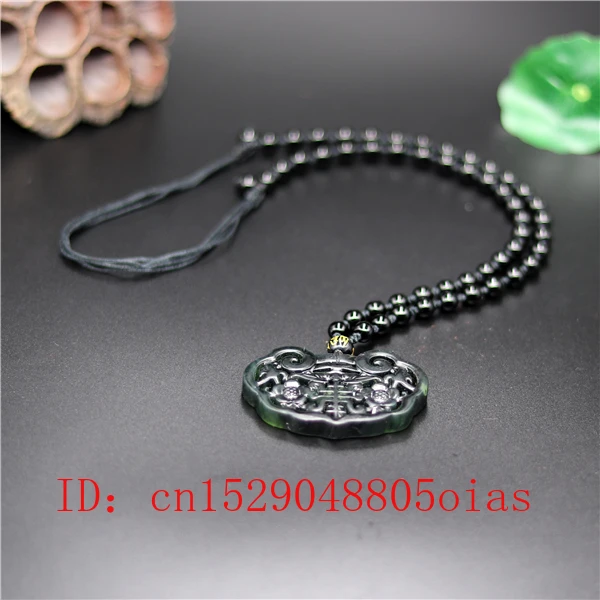 Натуральный черный зеленый китайский нефритовый летучая мышь ожерелье из бисера