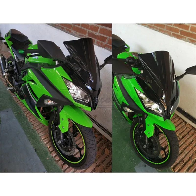 Ветровое стекло для мотоцикла двойное воздушное хромированное Kawasaki Ninja 300 EX300 2013