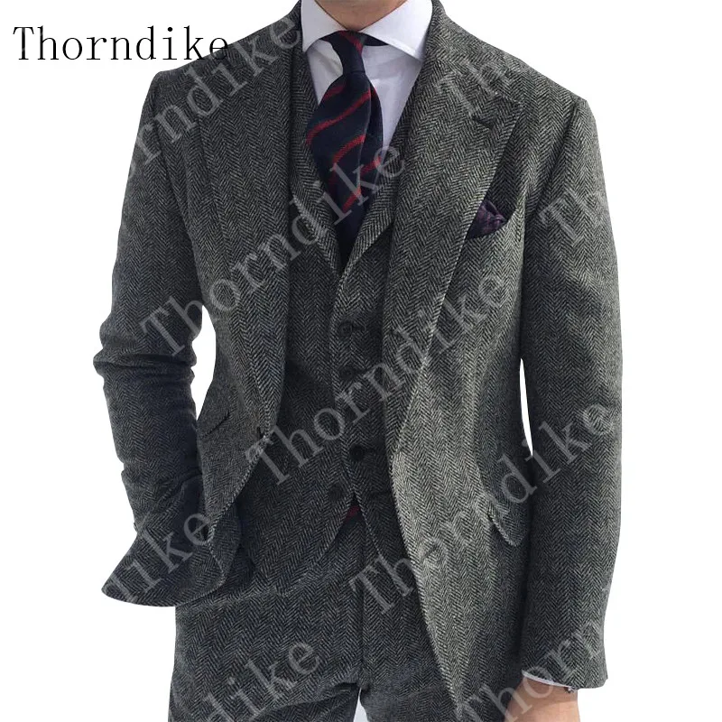 Костюм мужской зимний твидовый в елочку 3 шт. | Мужская одежда