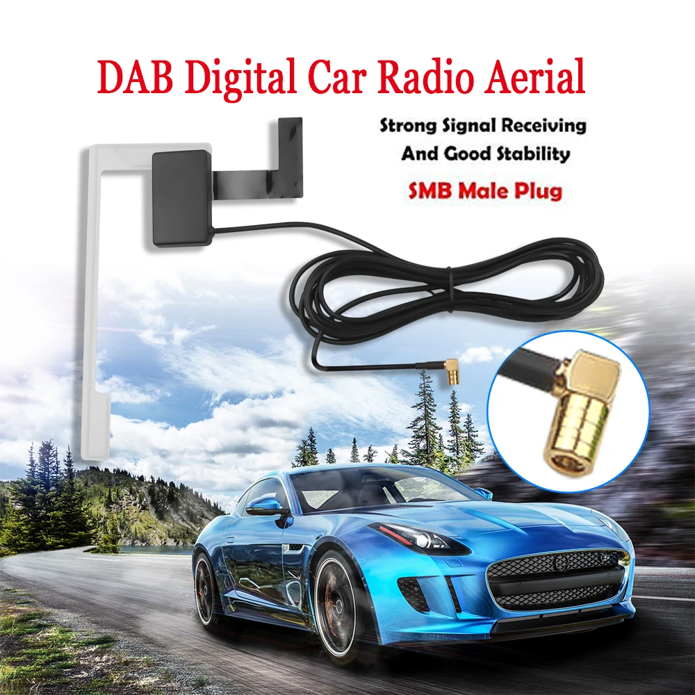 

SMB Connector Vehicle Active Antenna DAB Digital Car Radio Aerial with Built In Rf Amplifier Strong Stable Signal Enhance Adapte