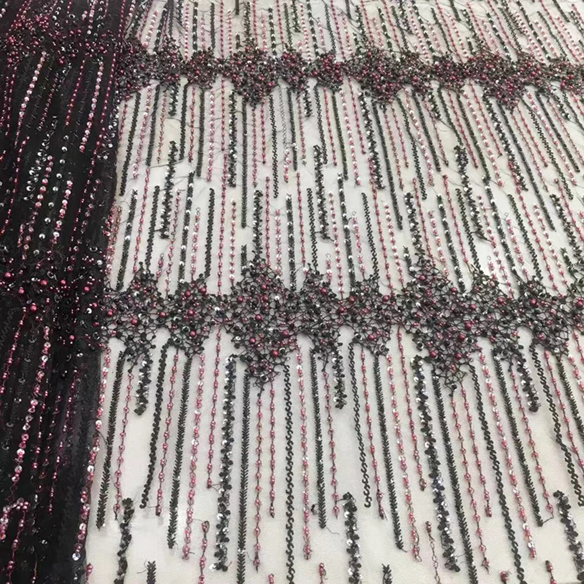 Африканский Изумрудный зеленый Вышитый свадебный Тюль Тяжелая ручная работа из