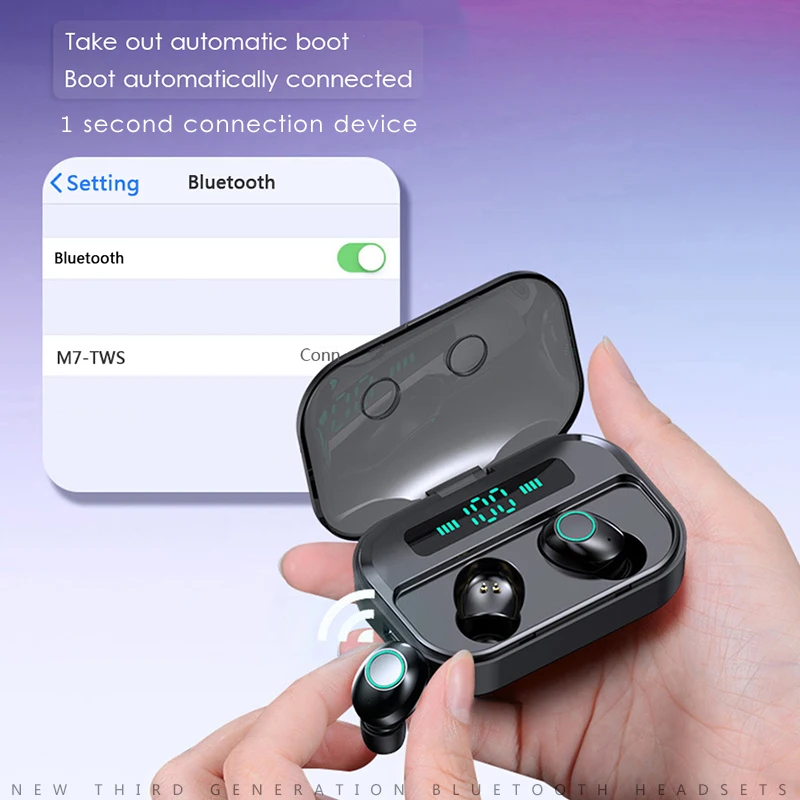 M7 TWS Bluetooth наушники 8D бас объемная гарнитура IPX7 водонепроницаемый шумоподавление Гарнитура спортивные наушники беспроводные наушники