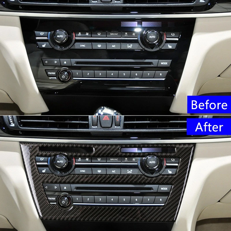 

Carbon Fiber Car Sticker For BMW X5 X6 F15 F16 2014-19 Center Air Conditioning CD Frame Cover Trim Stripes Interior Accessories