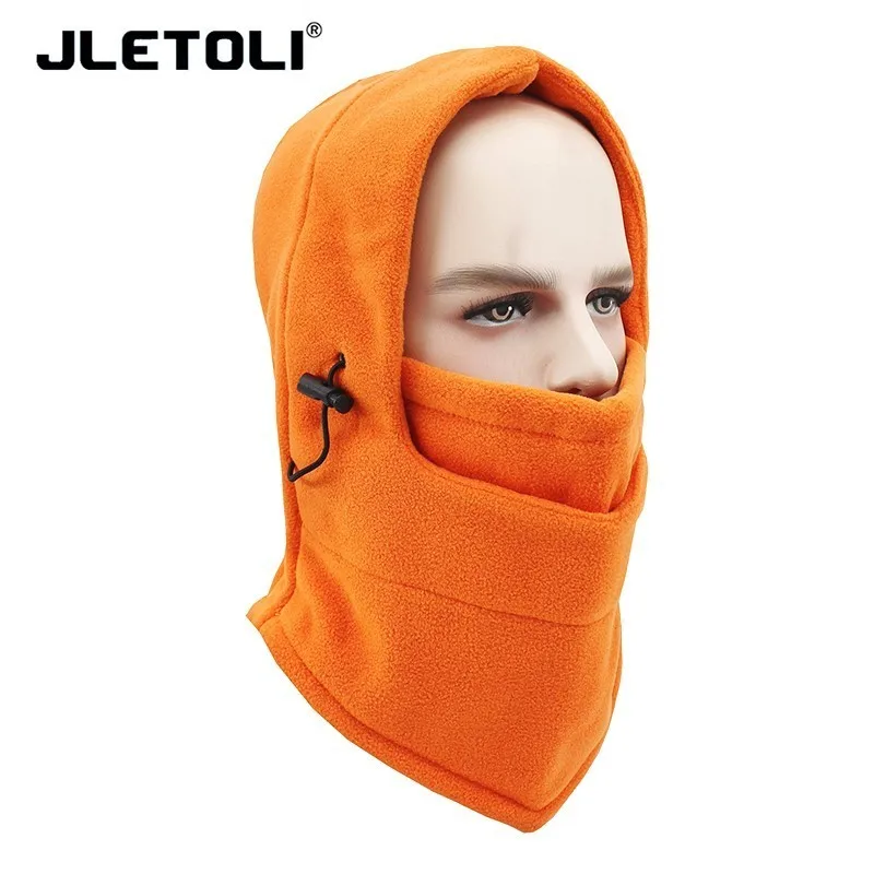 orange JLETOLI Открытый Осень Зима ветрозащитный флис теплый Facemask лыжный головной убор с капюшоном шапка Велоспорт езда обучение маска - Цвет: orange