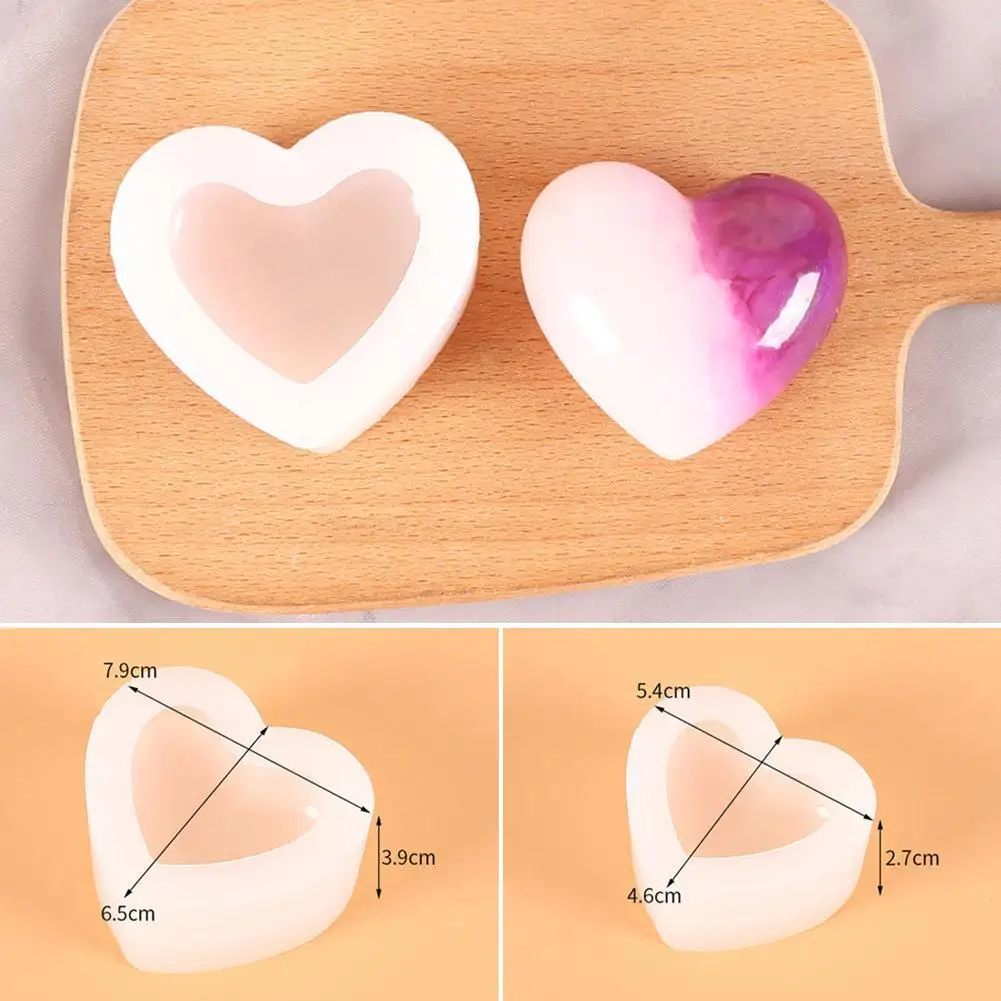 

3D Heart Shapes Mirror Silicone Mold For Epoxy Uv Handcraft Gifts Front Filling Makeing Cover Resin K6K9