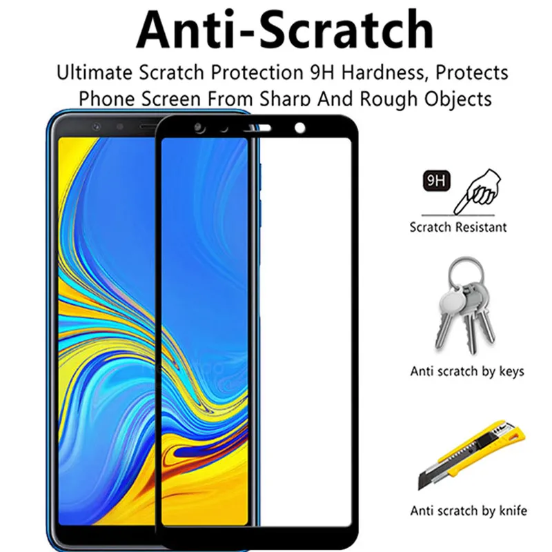 Защитное стекло для samsung galaxy a7 2018 защитный чехол sansumg galax 7a закаленное | Мобильные