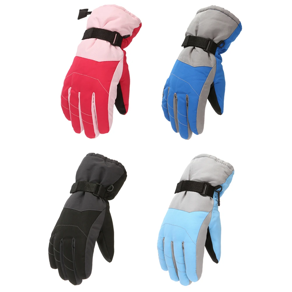 

2pcs Kids Outdoor Thermal Ski Gloves Waterproof Thickened Full Finger Mittens Windproof Waterproof Snowboarding Gloves
