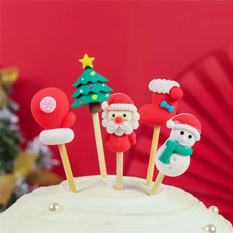 Christmas Cake Topper Elk Xmas Decoration 2022 New Merry Cupcake ToppersParty Home Decor | Дом и сад
