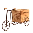 Деревянный плантатор для суккулентов, квадратная деревянная коробка для растений, деревенские цветочные горшки в форме велосипеда, настольное украшение для дома и сада