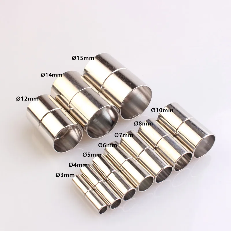 Dull Silver 5 комплектов, магнитные застежки 3, 4, 6, 7, 8, 10, 12, 14, 15 мм, кожаный шнур, соединитель для браслета, ожерелья, Торцевая крышка для DIY ювелирных изделий, аксессуары - Цвет: Dull Silver