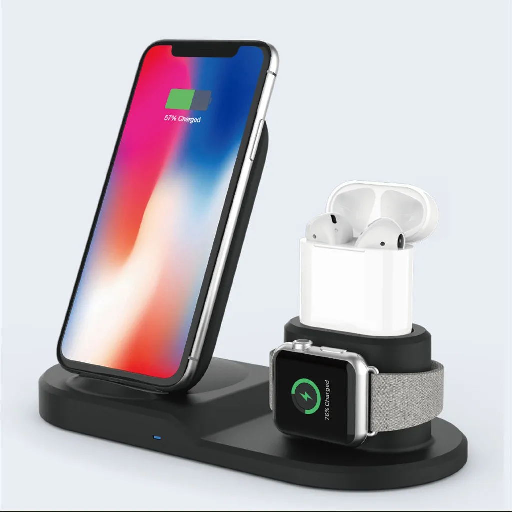 Беспроводная док-станция для iPhone 11 Pro XR 7/8 Plus iWatch 2 3 4 Samsung S10 15 Вт | Мобильные